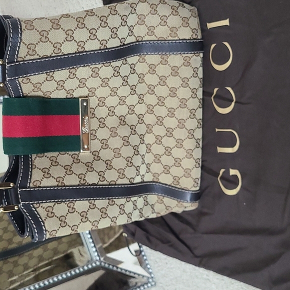 Gucci Canvas & Leather Magnet Closure Tote Bag - Picture 1 of 8